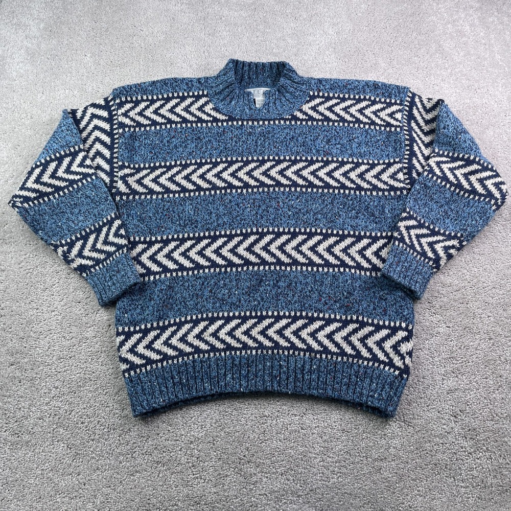 Vintage Studio Michelle Stuart Sweater‎ Women Large Blue Chevron Wool Blend
